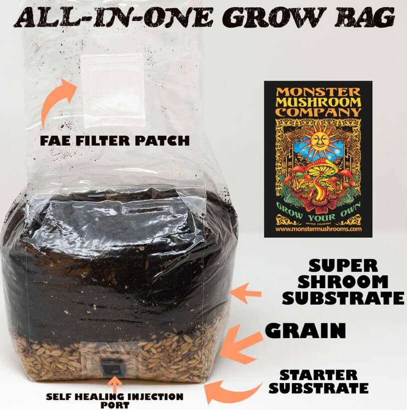 Monster Mushroom Co. Ultimate Growth Kit - All-in-One Mushroom Grow Bag 3 lbs